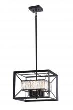 Lit Up Lighting LIT7431BK+MC-CRY - 15" 4x25W E26 -Pendant in Black finish